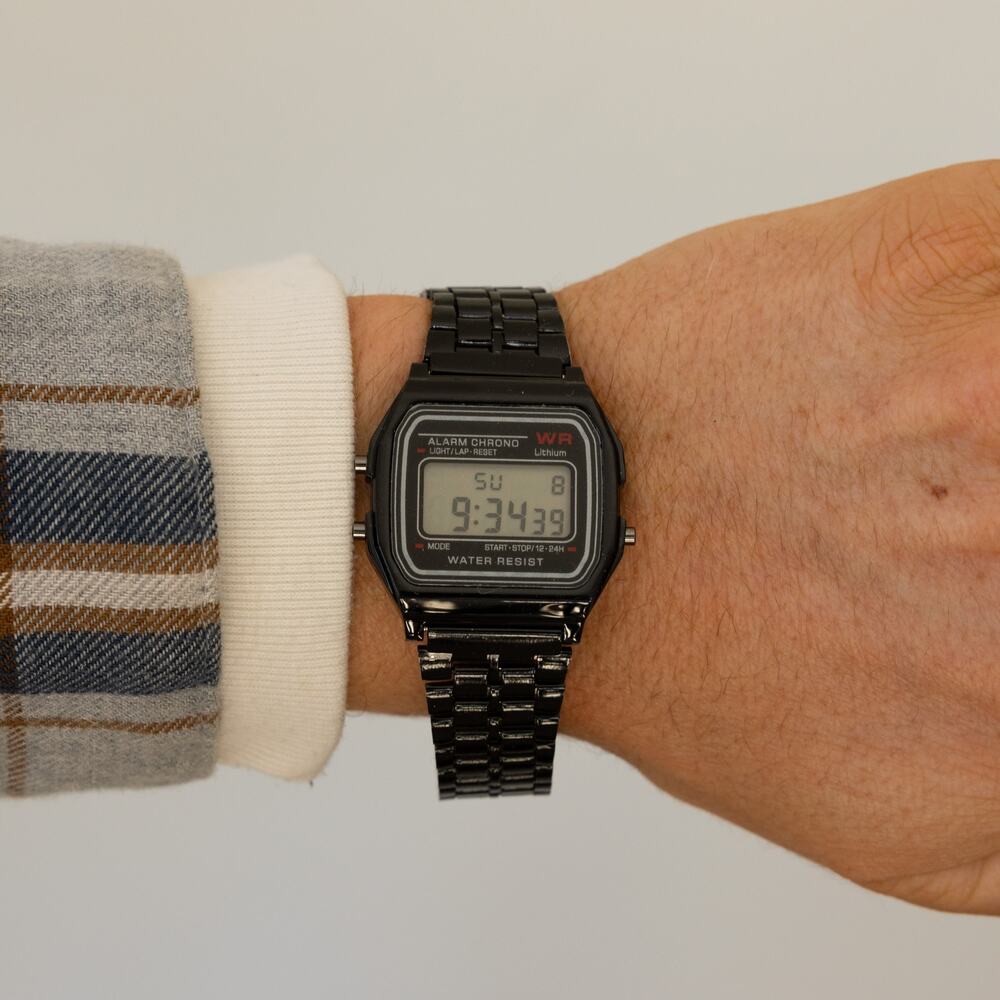 Casio Digital Watch Black Silver Accents Unisex Retro Y2K Quartz New